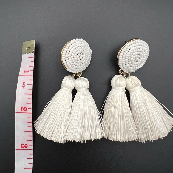 BaubleBar White Tassel and Seed Bead Earrings Boho Wedding - Picture 4 of 4